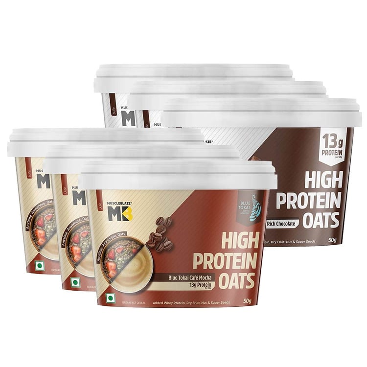 High Protein Oats,&nbsp;50 g x 6 Pack&nbsp;Assorted Flavour