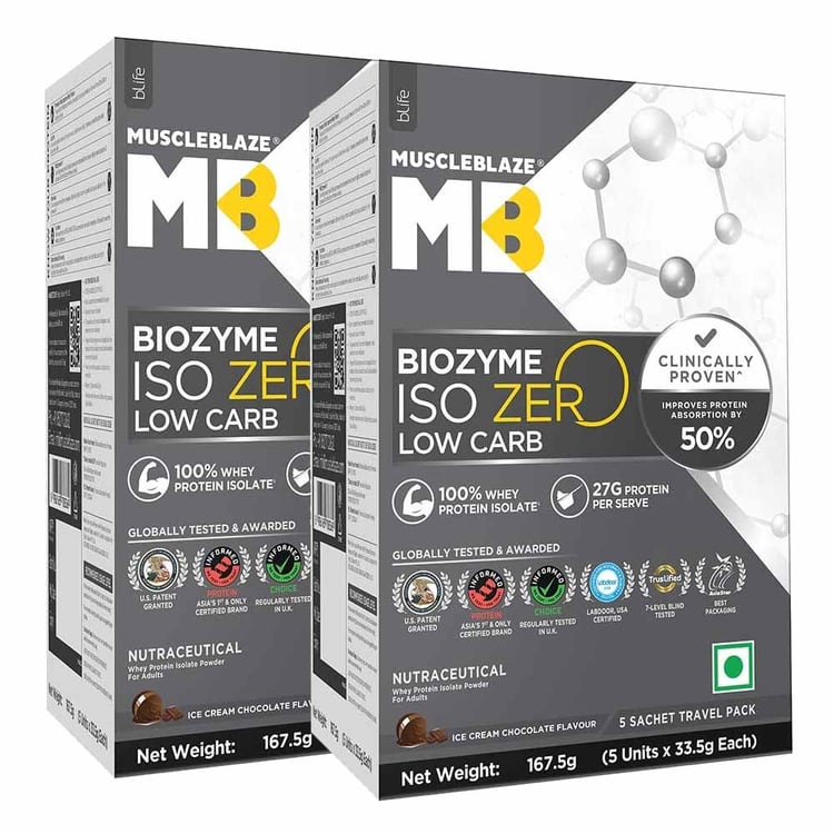 Biozyme Iso-Zero Ice Cream Chocolate 335g - 10 sachets x 33.5g
