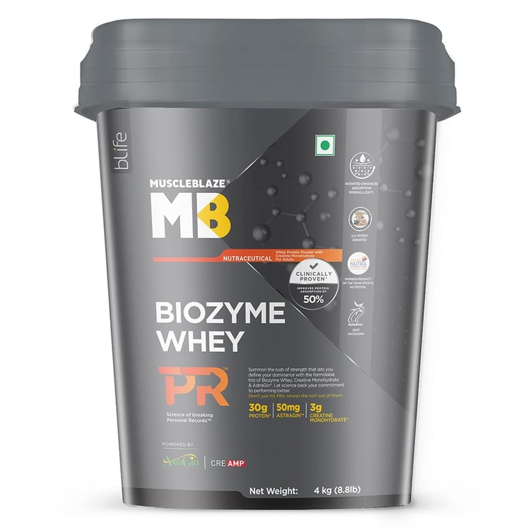 1 - MuscleBlaze Biozyme Whey PR,  8.8 lb  Chocolate Fudge 